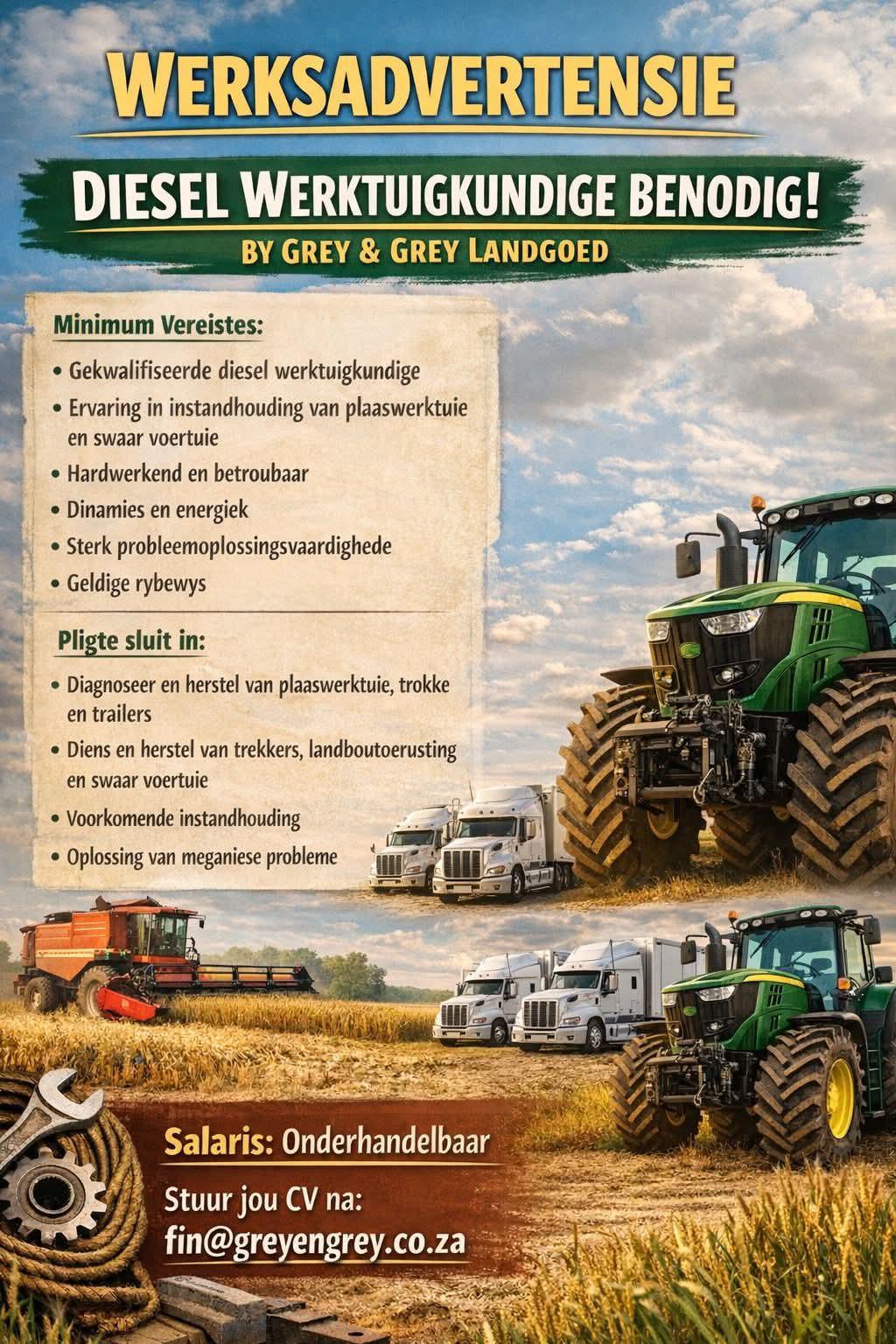 Vacancy: Diesel Werktuigkundige Vacancy: Diesel Werktuigkundige