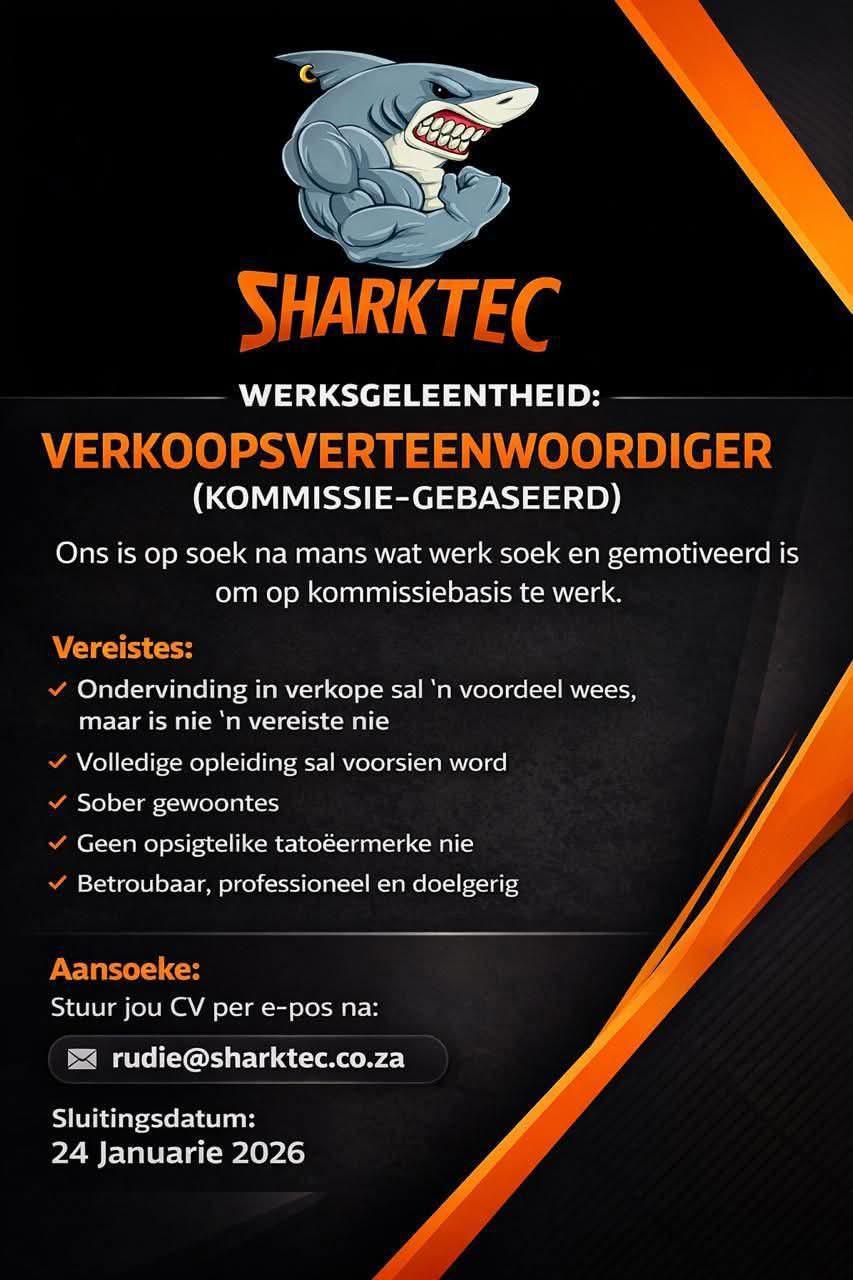 Vacancy: Verkoopsverteenwoordiger Vacancy: Verkoopsverteenwoordiger