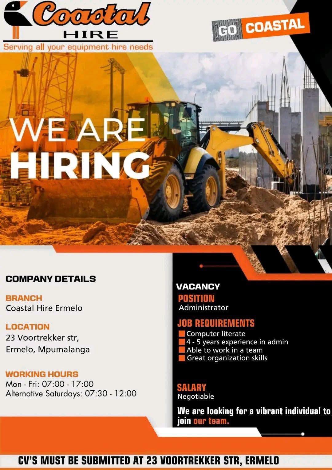 Vacancy: Administrator – Ermelo