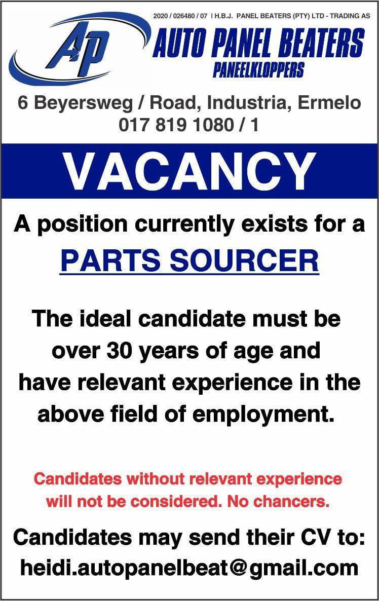 Vacancy: Parts Sourcer – Ermelo Vacancy: Parts Sourcer – Ermelo