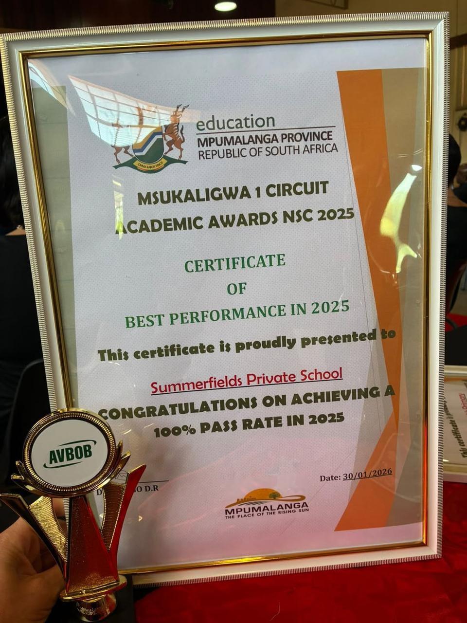 Summerfields Private School Sets the Standard with 100% Pass Rate