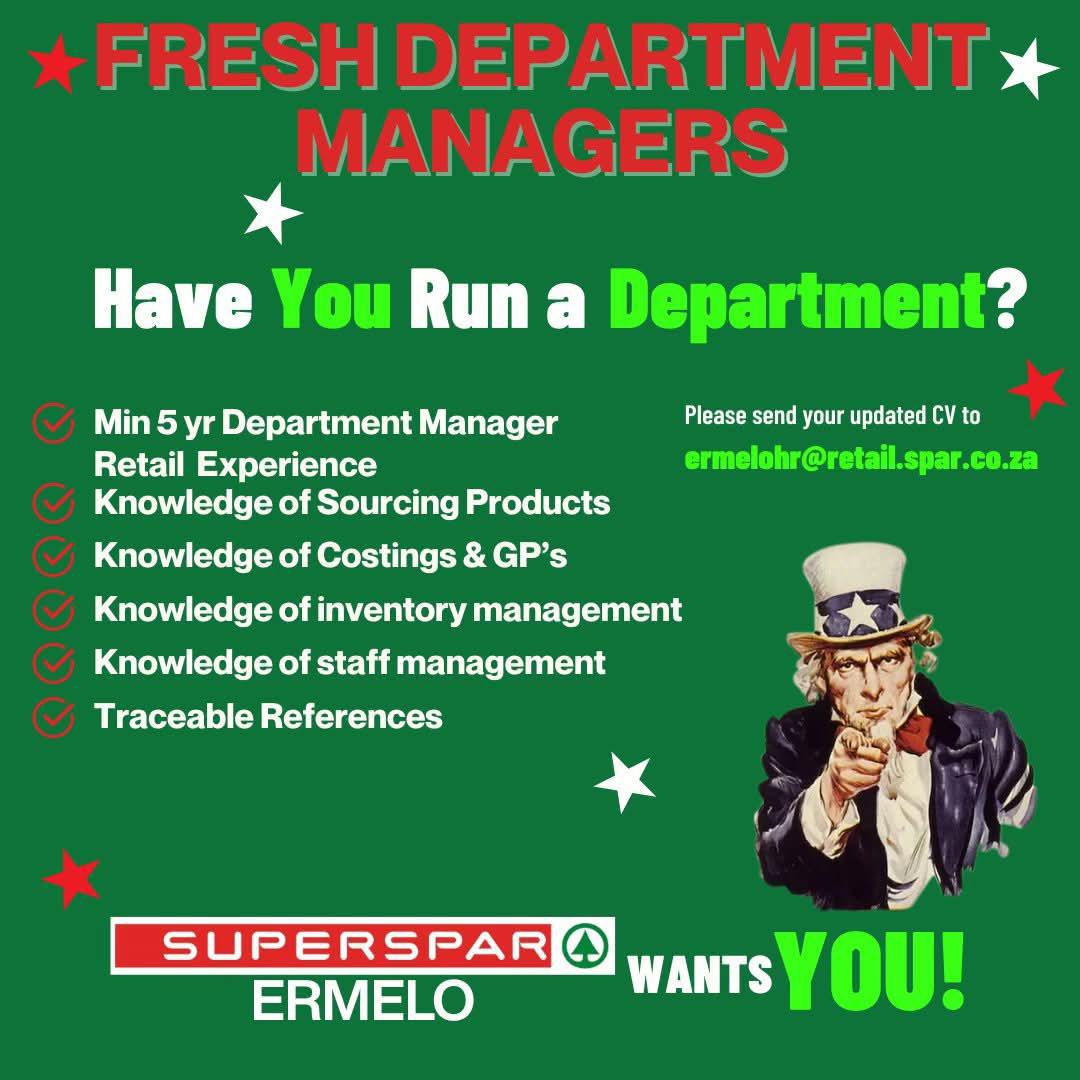 Vacancy: Fresh Department Managers – Ermelo