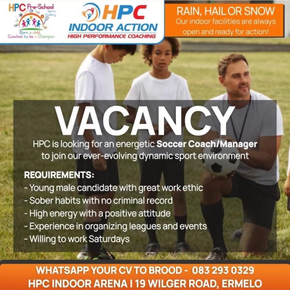 Vacancy: Soccer Coach/Manager – Ermelo