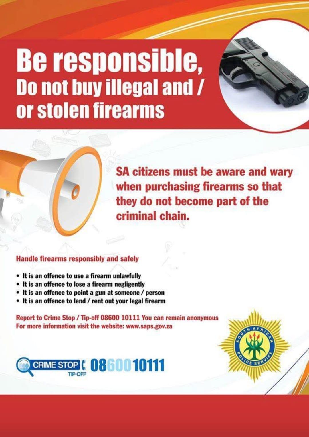 SAPS urges public to stay vigilant against theft and illegal firearms