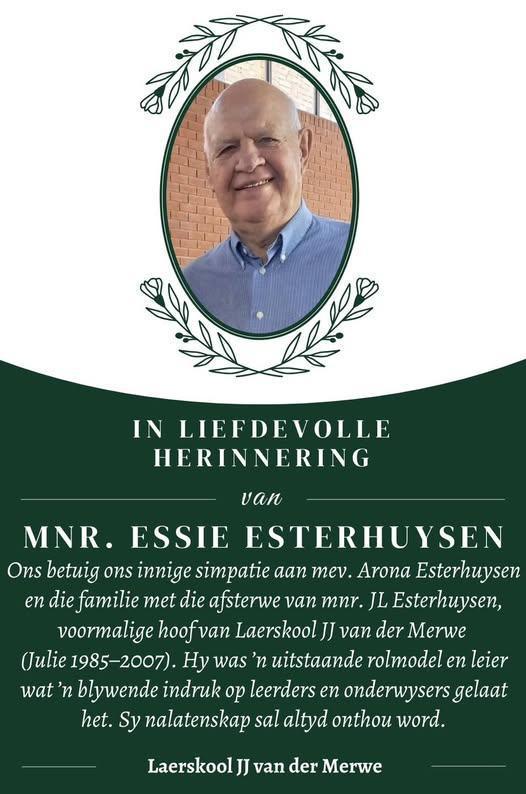 Laerskool JJ van der Merwe treur oor oud-skoolhoof