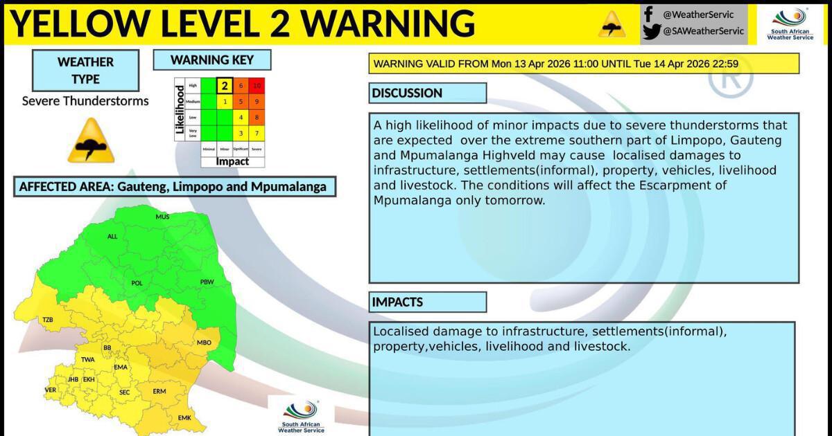 Level 2 Warning Issued for Severe Thunderstorms Level 2 Warning Issued for Severe Thunderstorms