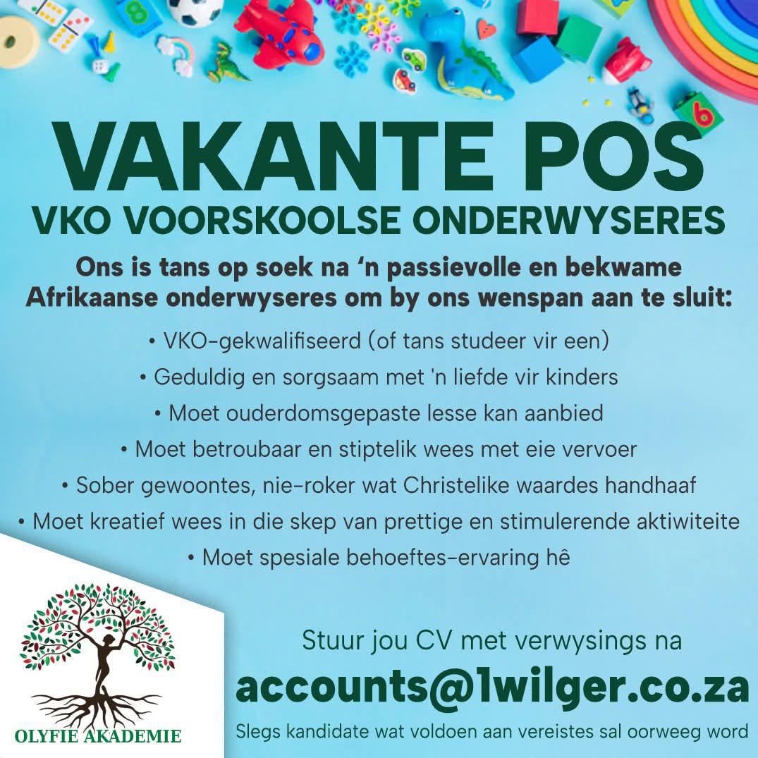 Vacancy: VKO Voorskoolse Onderwyseres
