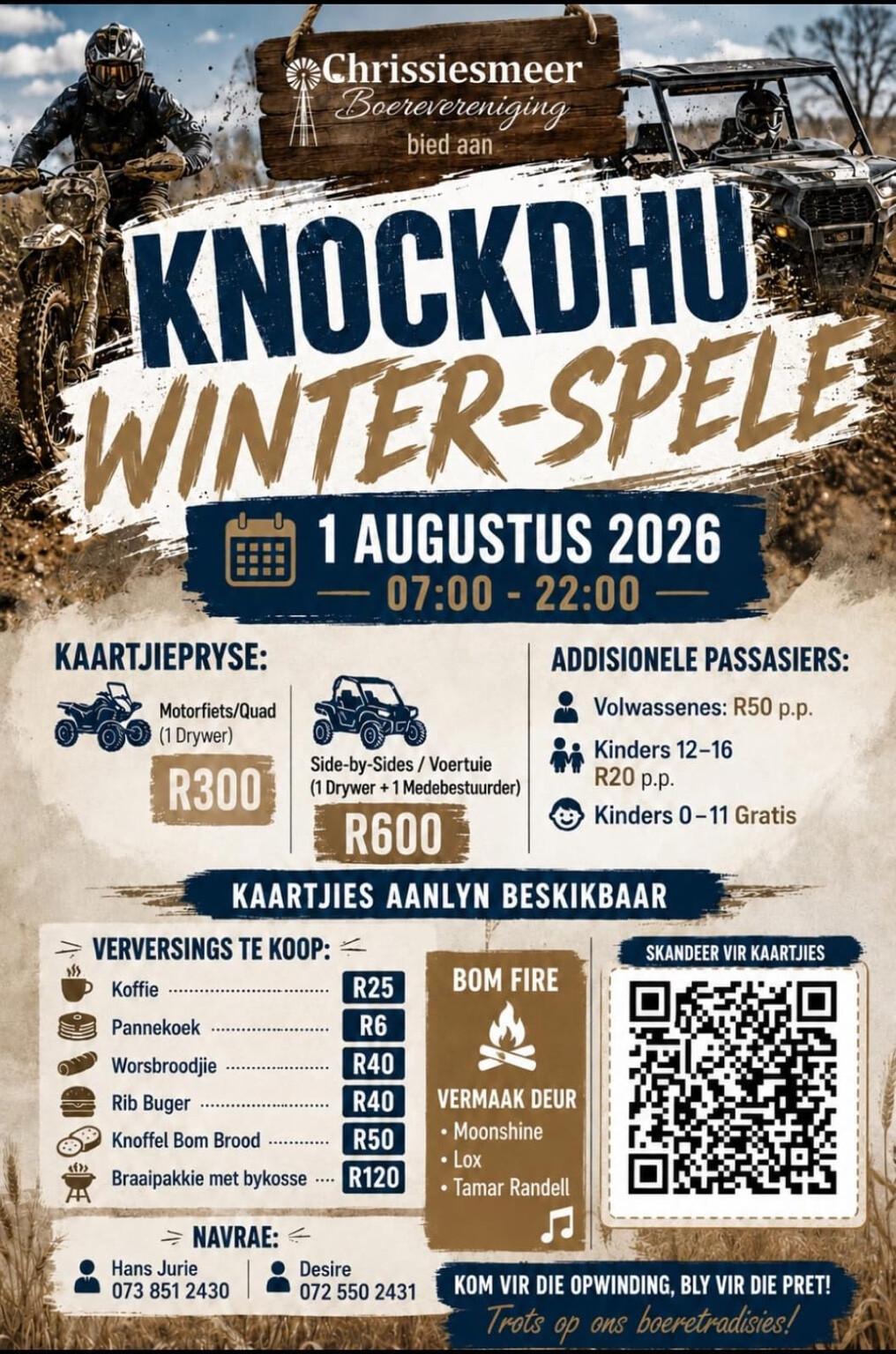 Knockdhu Winter-Spele Set for Chrissiesmeer This August