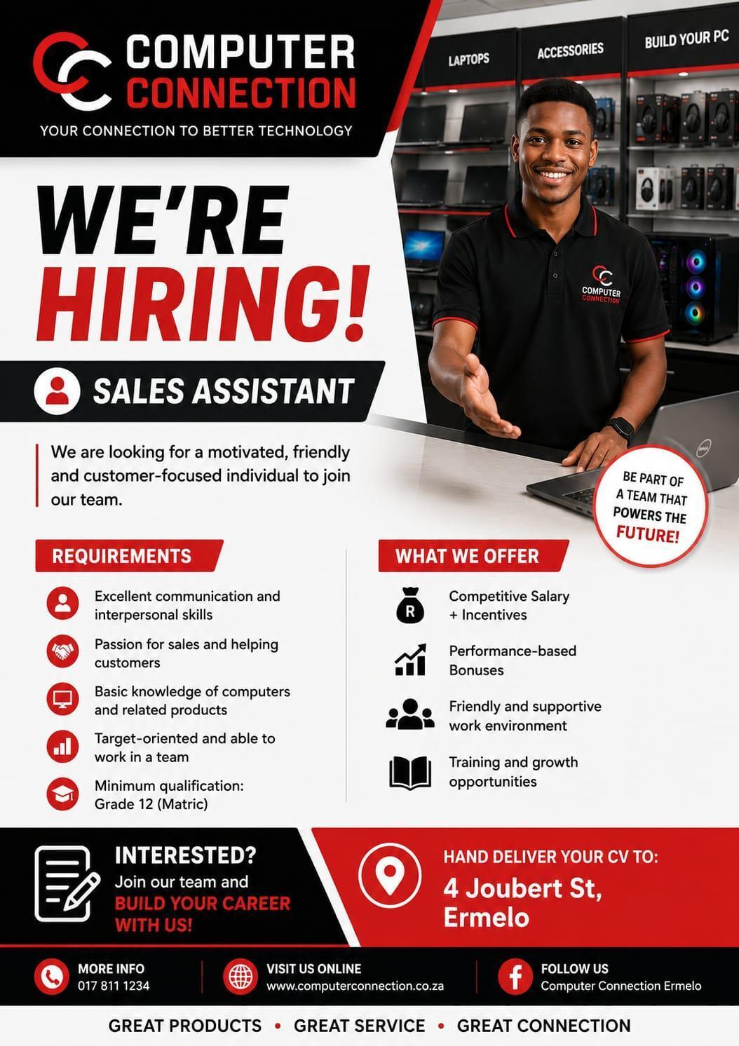 Vacancy: Sales Assistant – Ermelo Vacancy: Sales Assistant – Ermelo