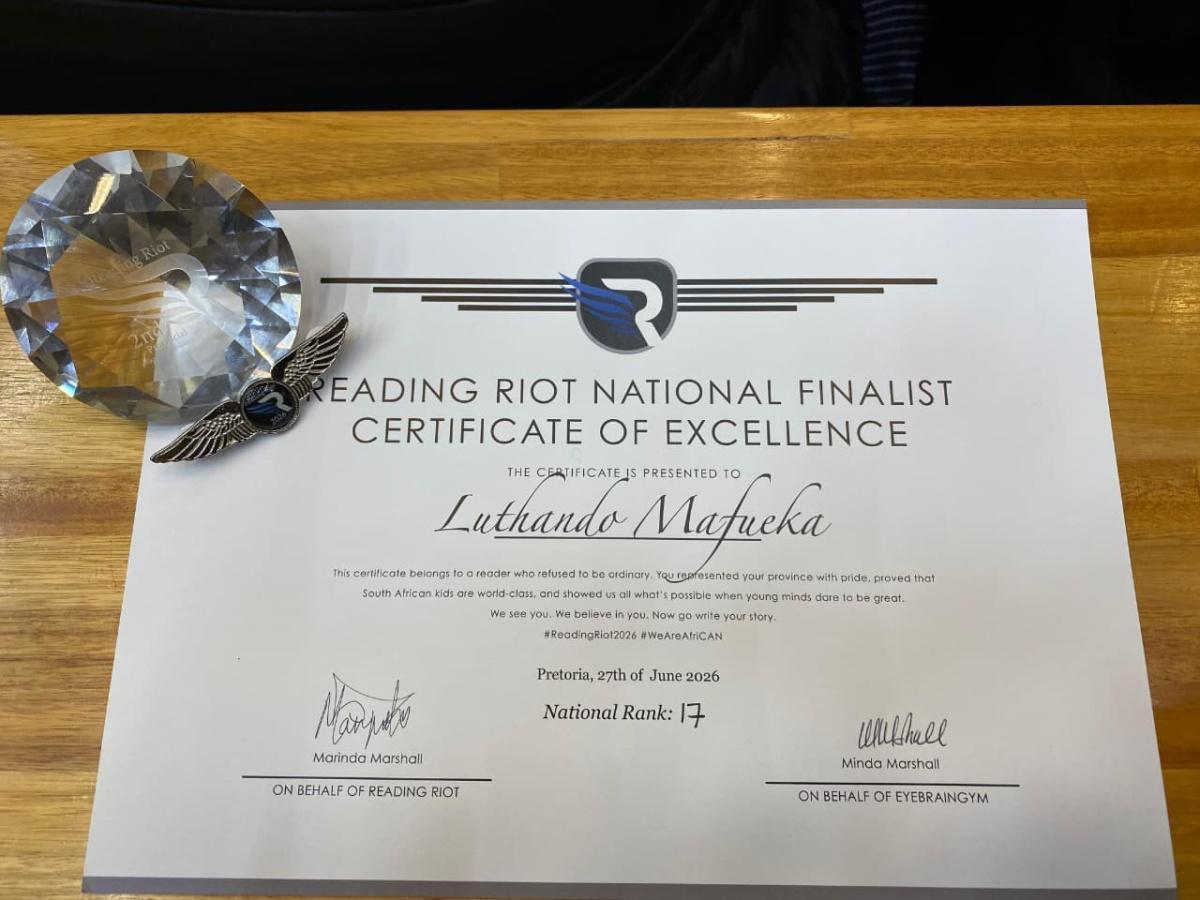 Ermelo learner shines in national Reading Riot competition Ermelo learner shines in national Reading Riot competition