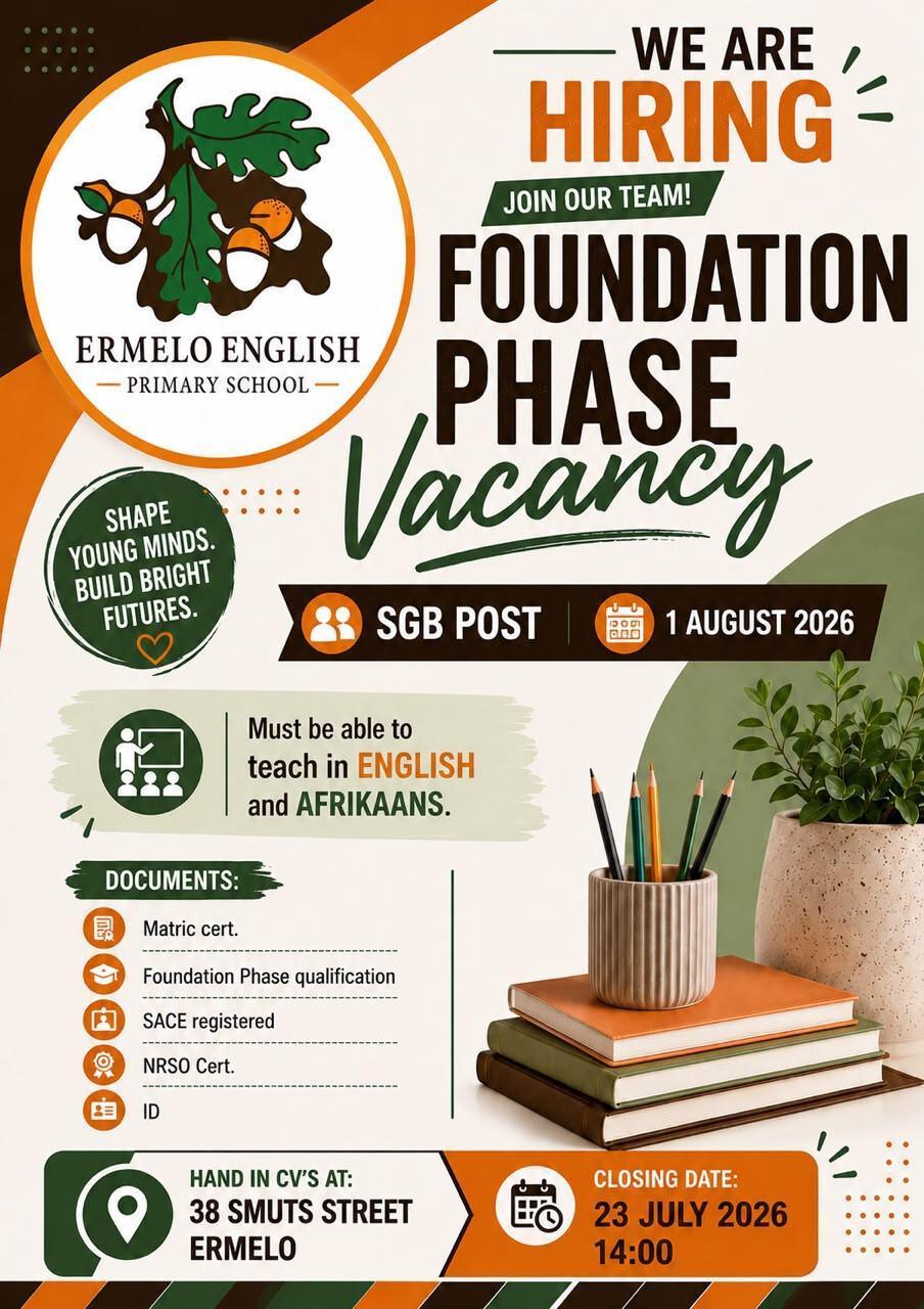 Vacancy: Foundation Phase Teacher – Ermelo Vacancy: Foundation Phase Teacher – Ermelo