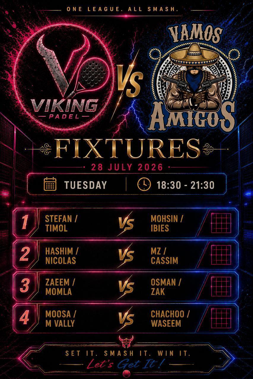 Vikings and Vamos Amigos set for top-of-the-table padel showdown