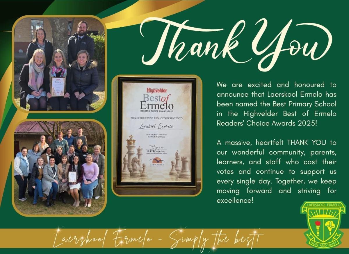Laerskool Ermelo celebrates excellence in education Laerskool Ermelo celebrates excellence in education