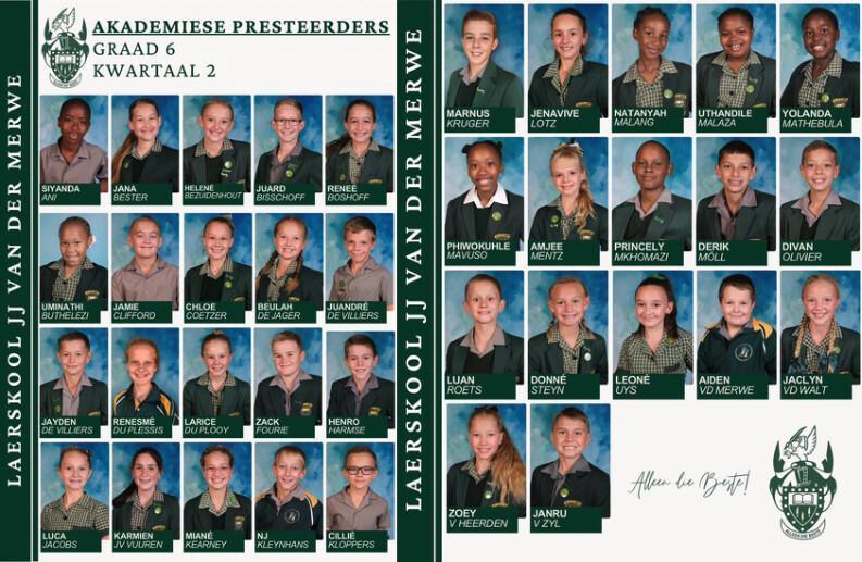Laerskool JJ van der Merwe announces second-quarter academic achievers