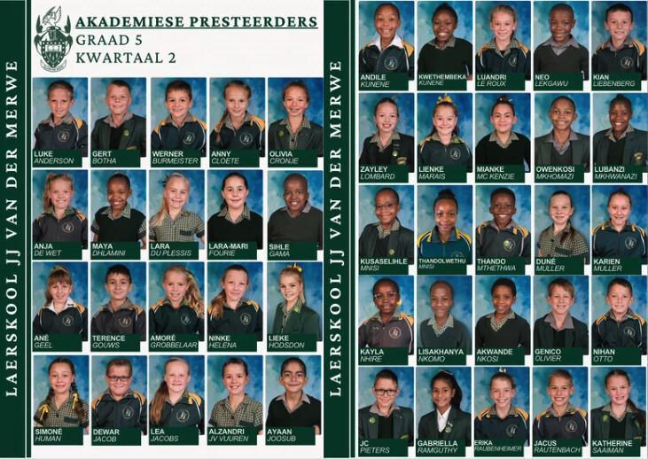 Laerskool JJ van der Merwe announces second-quarter academic achievers Laerskool JJ van der Merwe announces second-quarter academic achievers