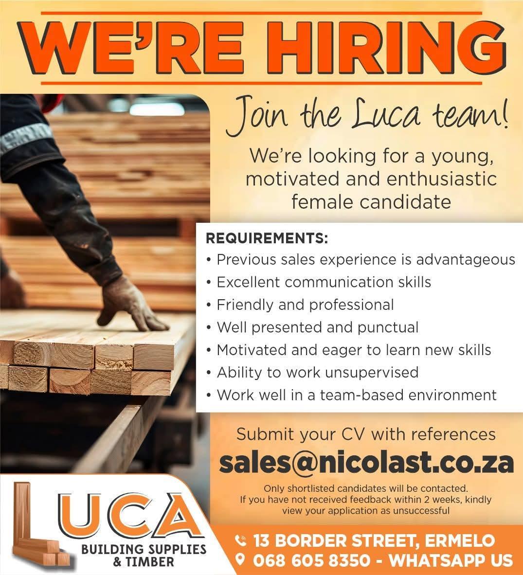 Vacancy: Sales Position – Ermelo