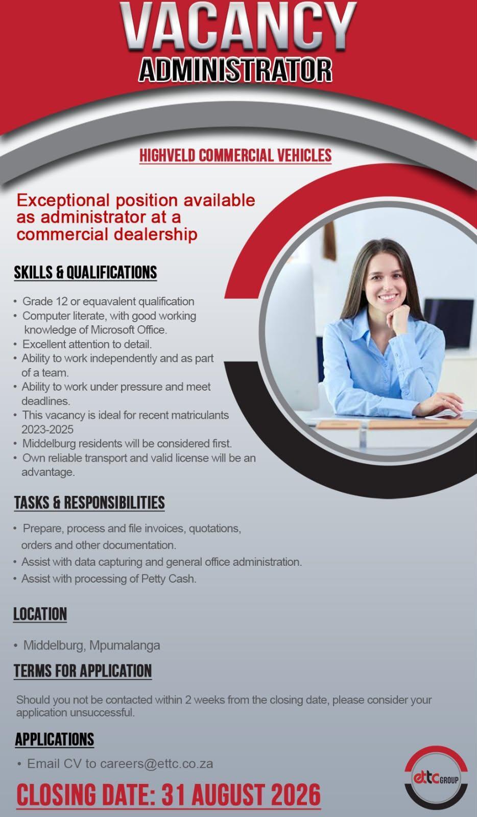 Vacancy: Administrator – Middelburg