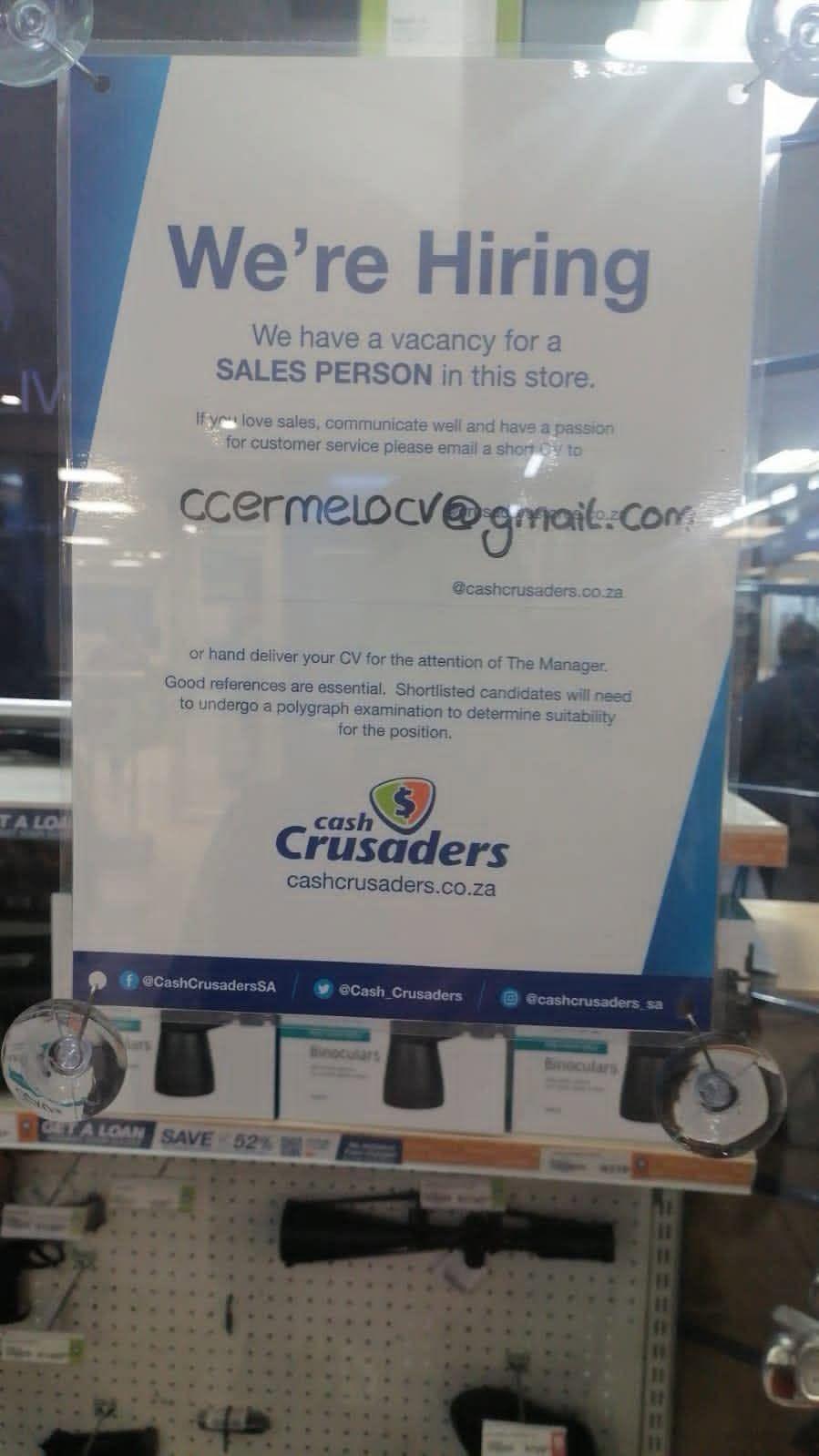 Vacancy: Salesperson – Ermelo