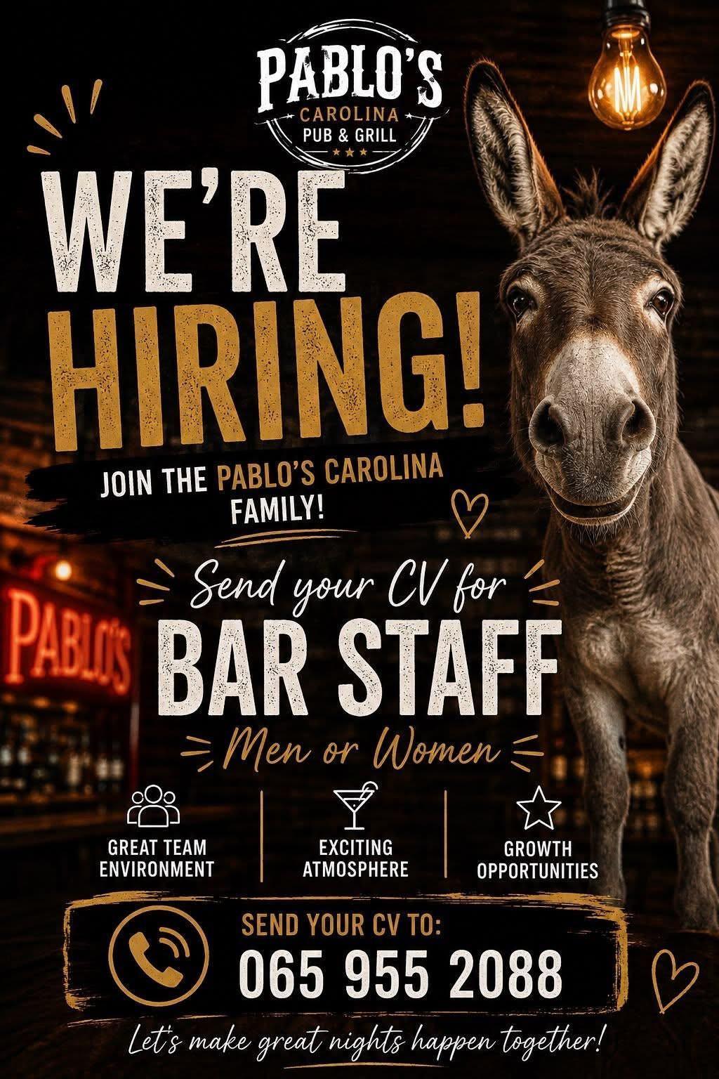 Vacancy: Bar Staff – Carolina