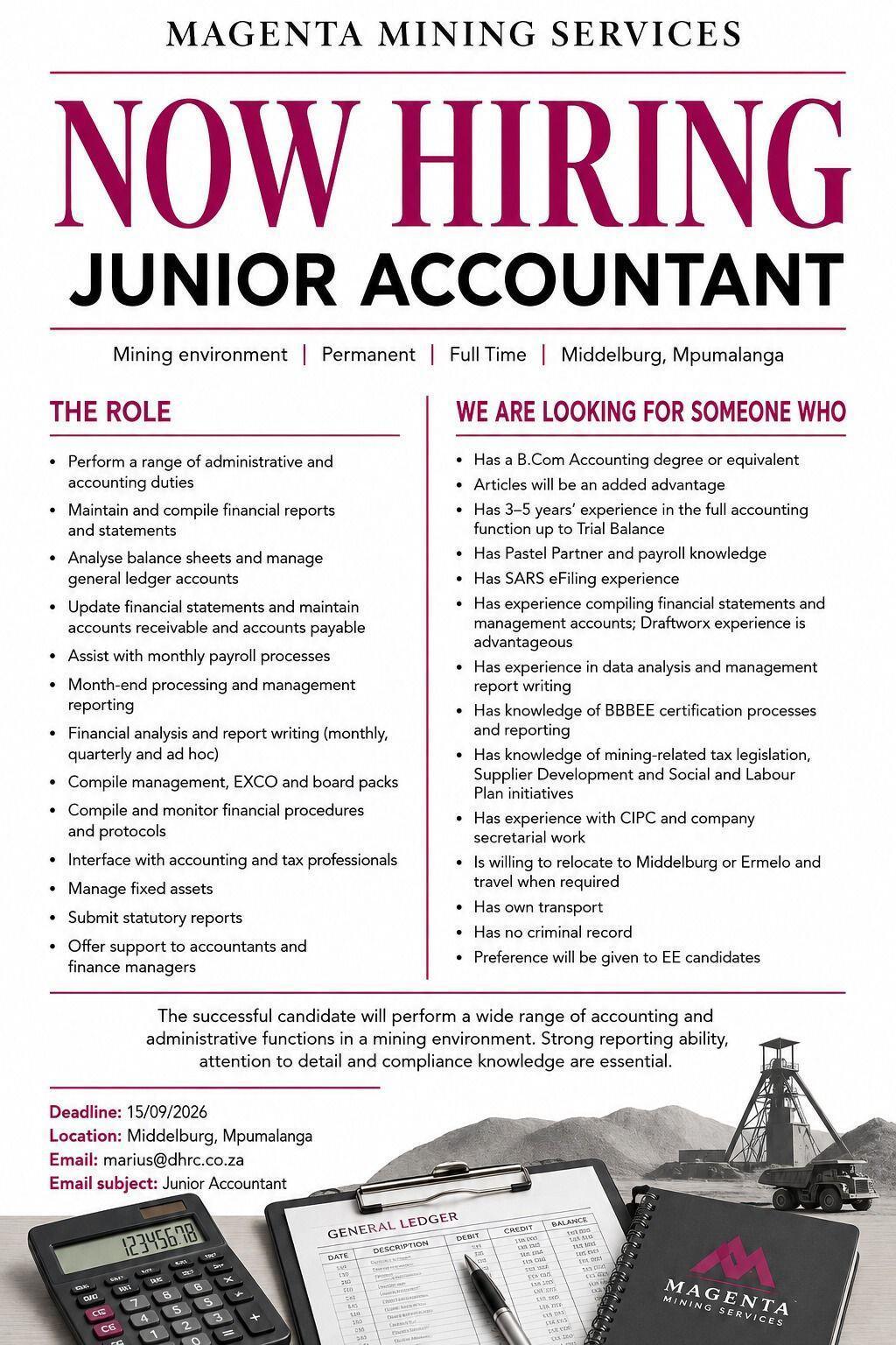 Vacancy: Junior Accountant – Middelburg