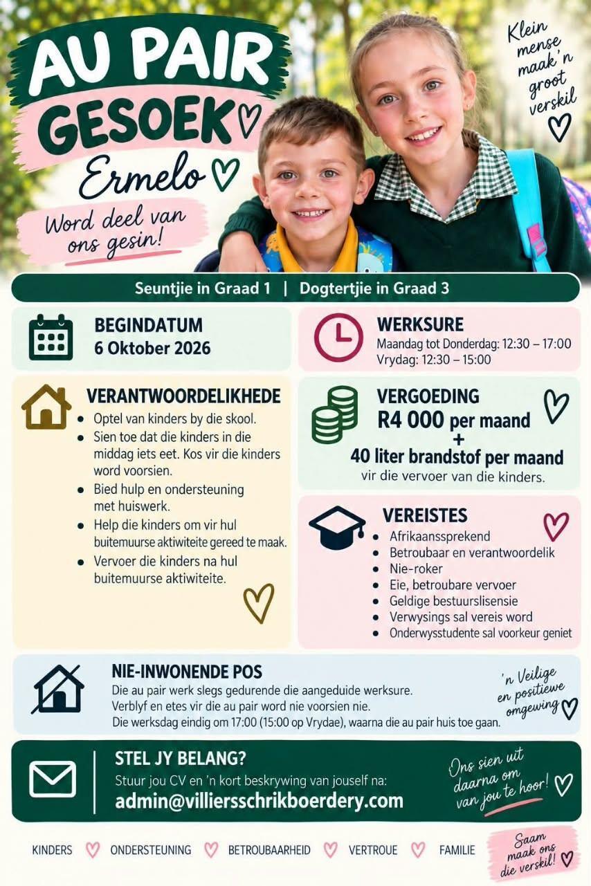 Vacancy: Au Pair – Ermelo