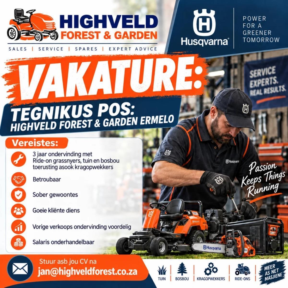 VAKATURE: TEGNIKUS POS BESKIKBAAR!