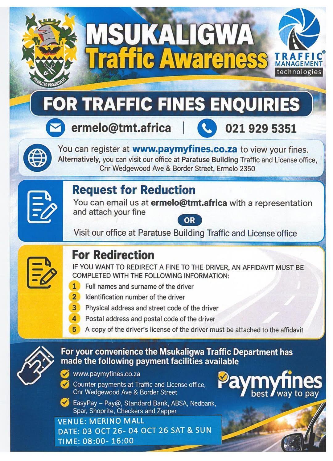 Notice: Traffic fines assistance at Merino Mall