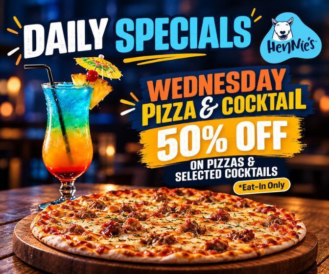 Wednesday Pizza & Cocktail Special – Hennie’s Wednesday Pizza & Cocktail Special – Hennie’s