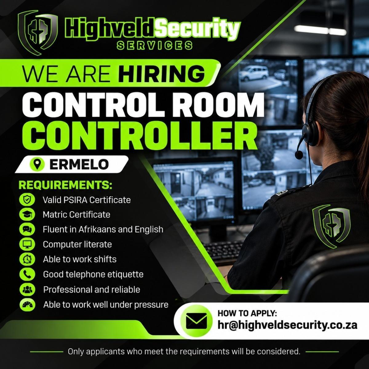 Vacancy: Control Room Controller – Ermelo