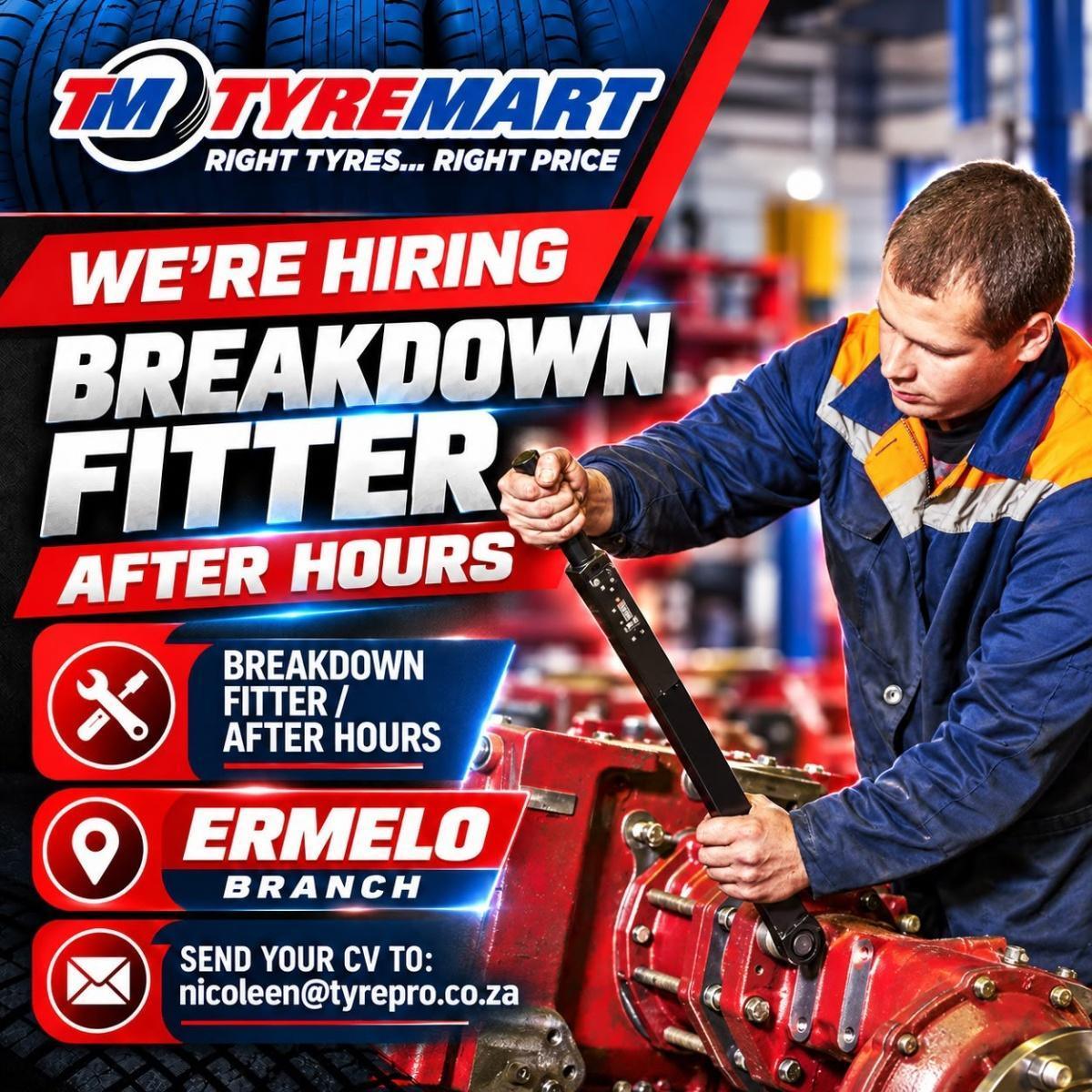 🚨 VACANCY | BREAKDOWN FITTER – ERMELO 🚨 VACANCY | BREAKDOWN FITTER – ERMELO
