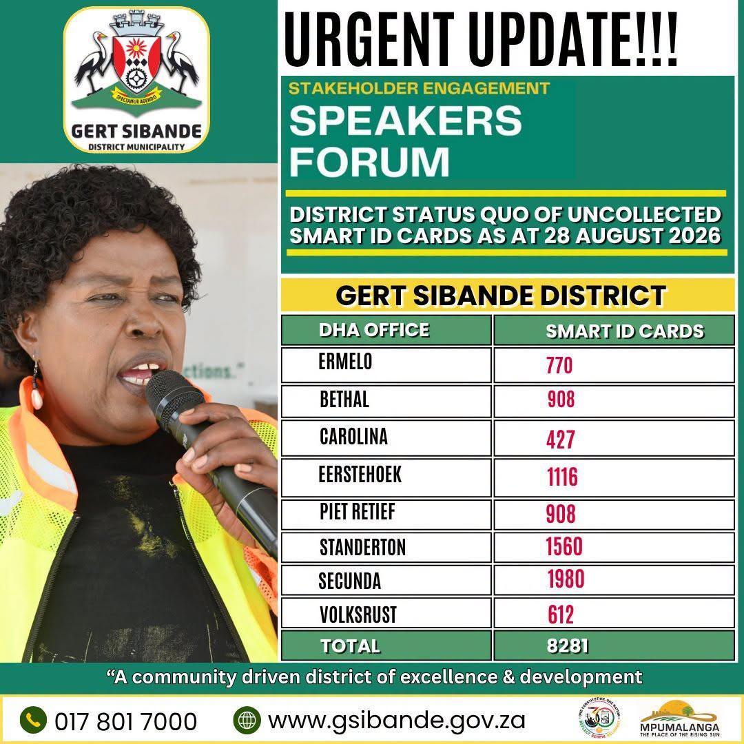 Thousands of Smart ID Cards Remain Uncollected Across Gert Sibande District Thousands of Smart ID Cards Remain Uncollected Across Gert Sibande District