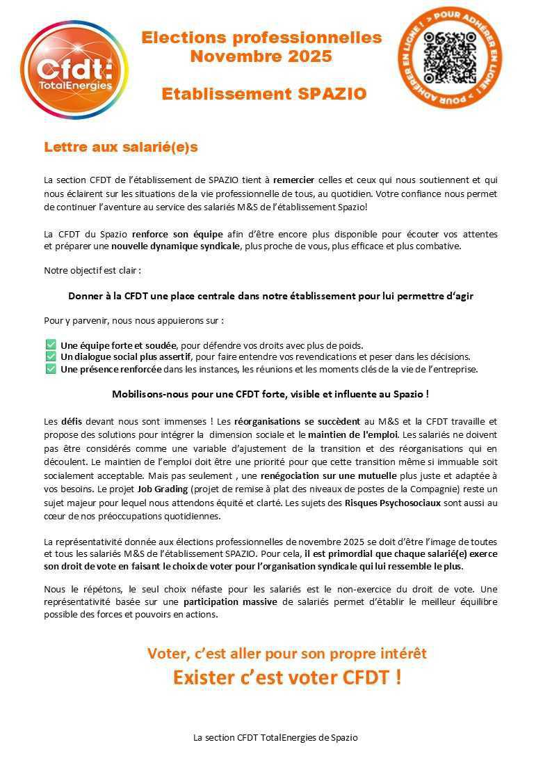 Elections professionnelles 2025 : notre Profession de Foi !