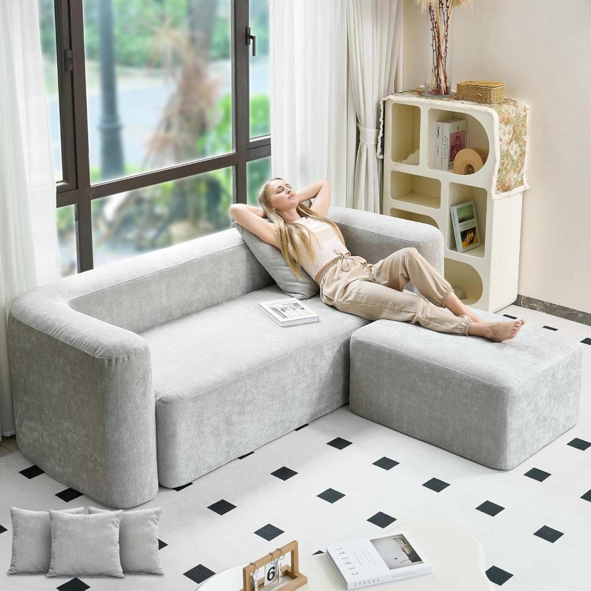 One-Piece Foam Sofa with Ottoman
