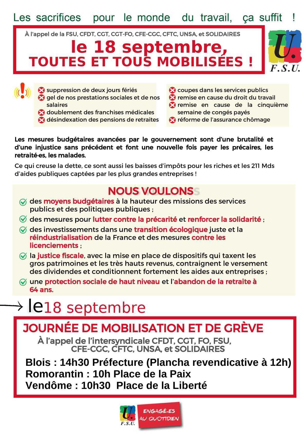 Les sacrifices pour le monde du travail, ça suffit !