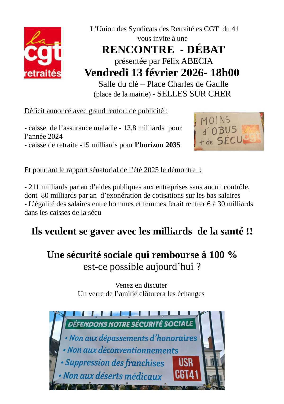 Quel avenir pour notre sécu ? Selles sur Cher