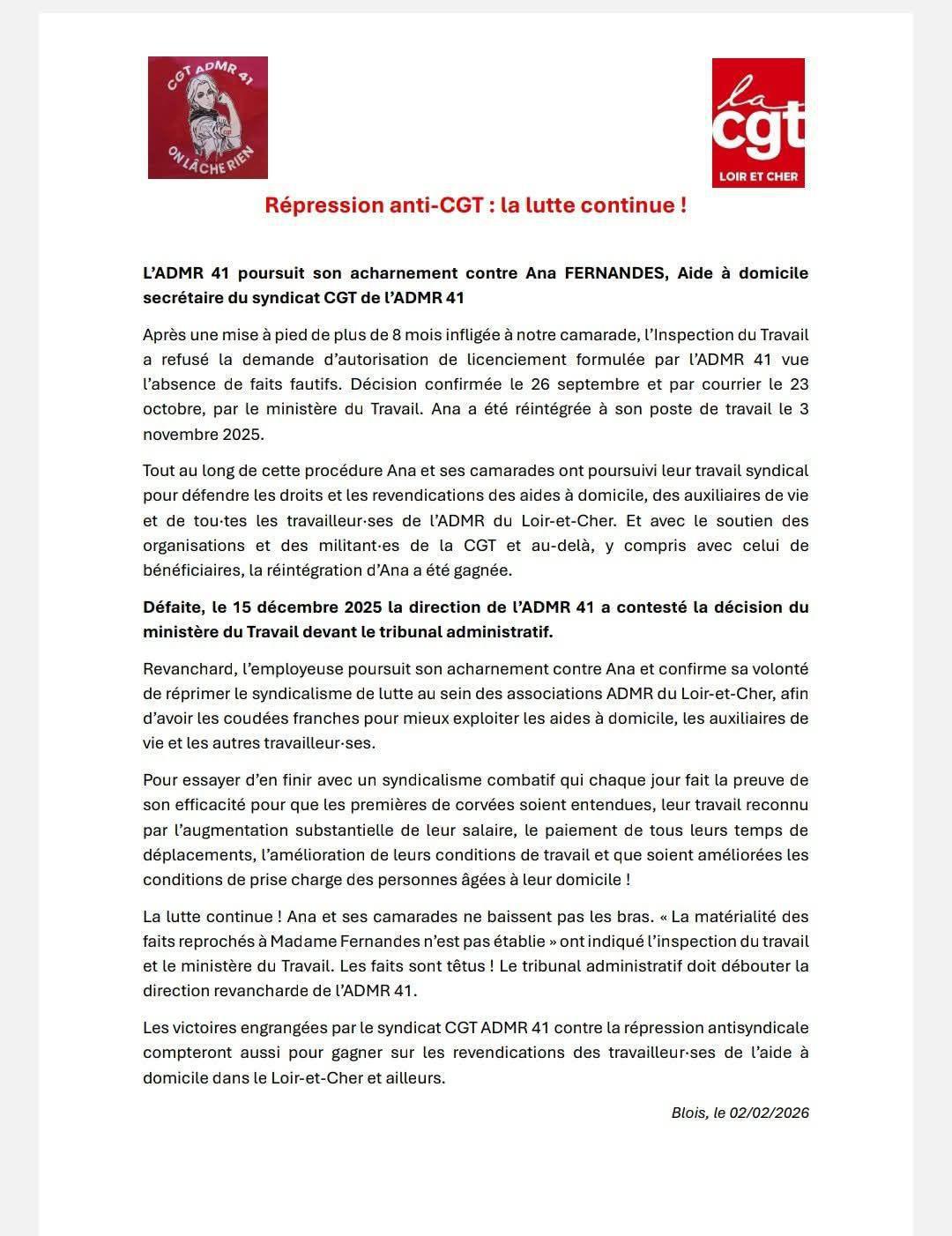 Répression anti-CGT : la lutte continue !