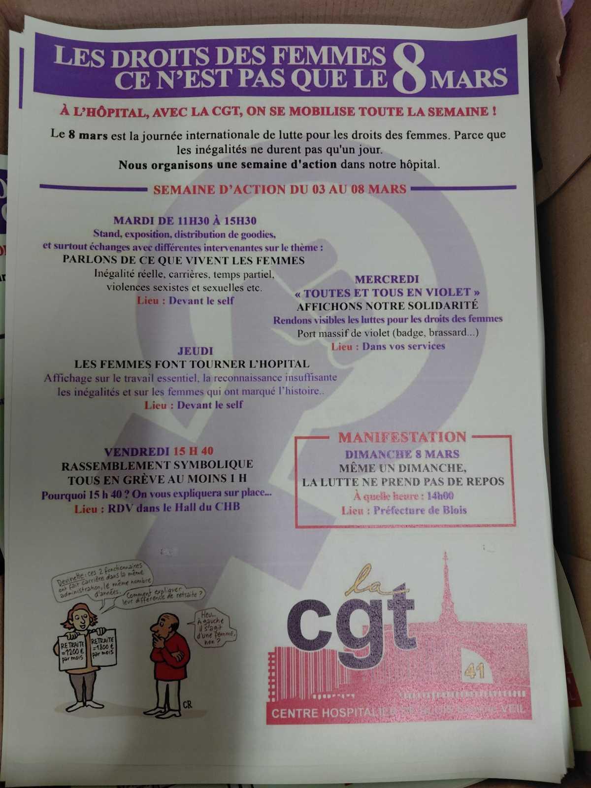 La CGT de l'hôpital de Blois prépare le 8 mars !