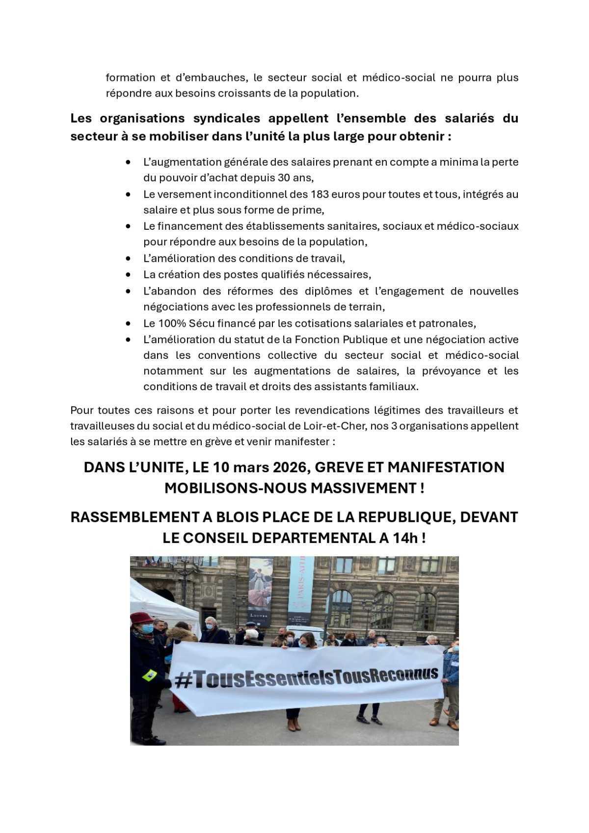 10 mars 2026 - Grève dans le social et médico social