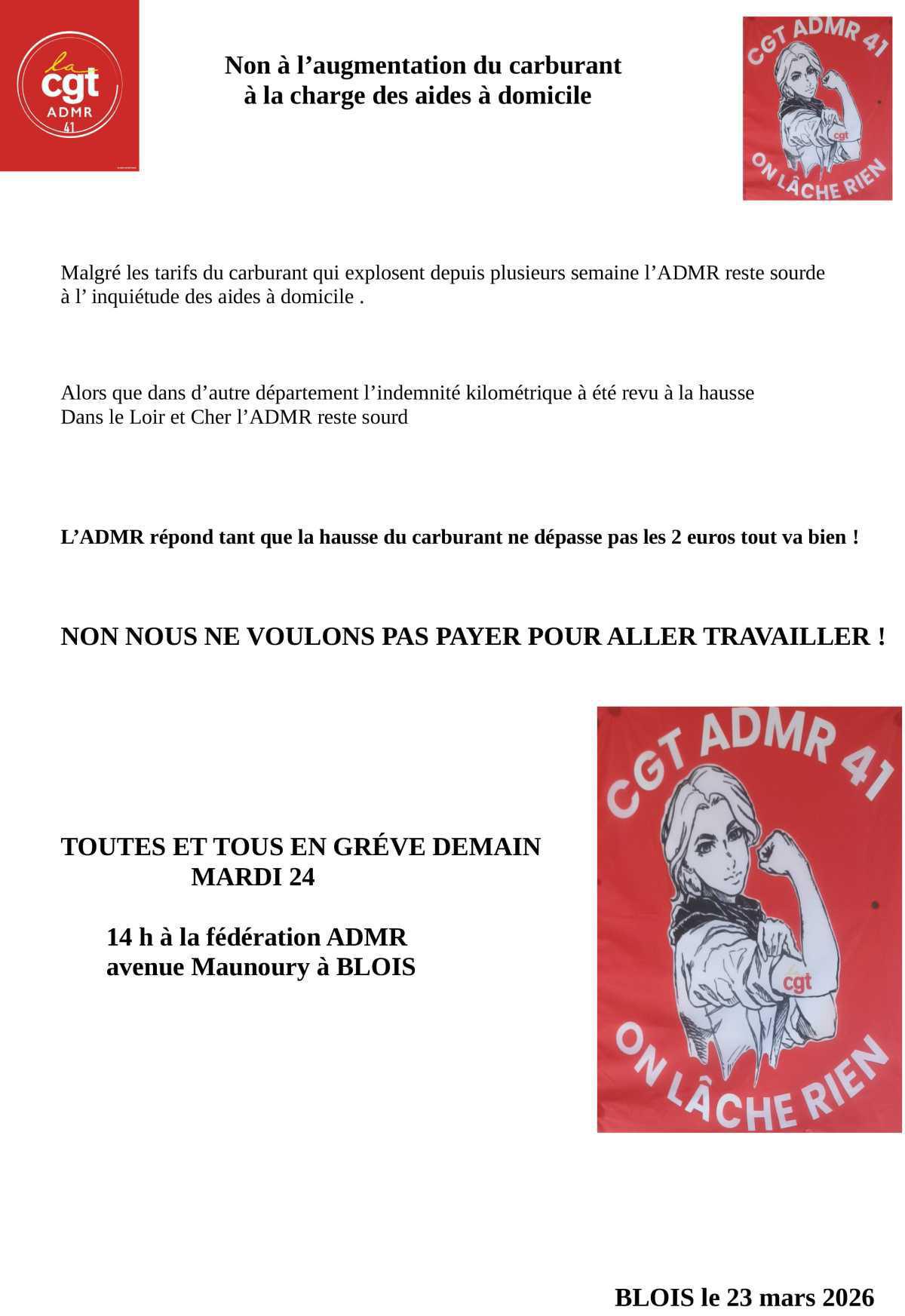 24 mars - Mobilisation à l'ADMR 41 24 mars - Mobilisation à l'ADMR 41