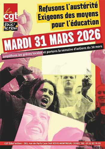 31 mars - Mobilisation dans l'Éducation