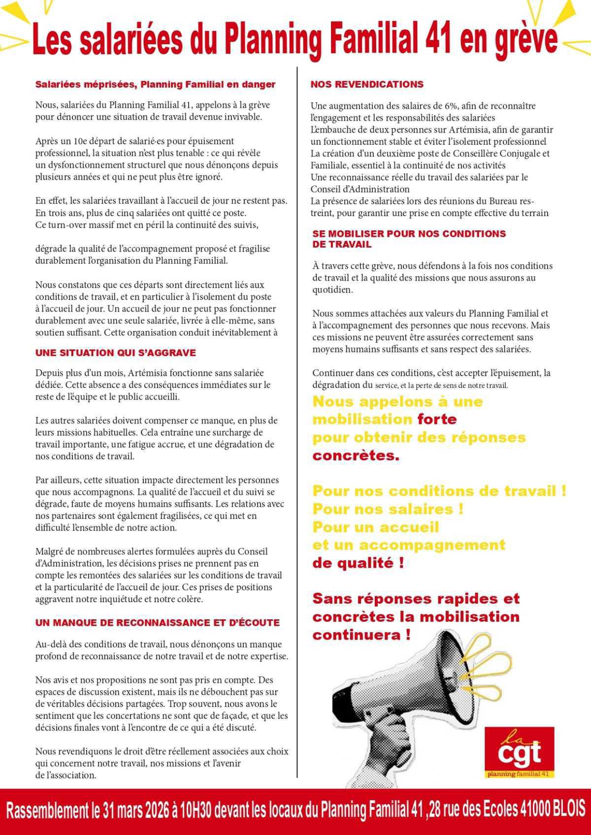 Grève au Planning familial 41