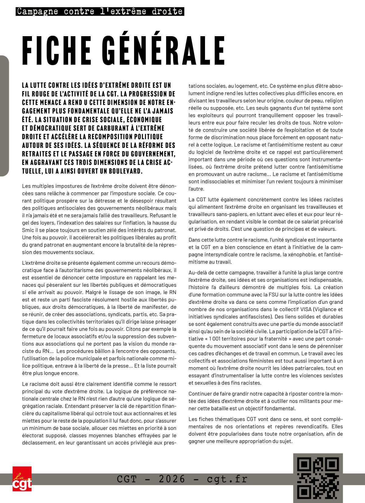 Campagne contre l'extrême droite - Fiche générale