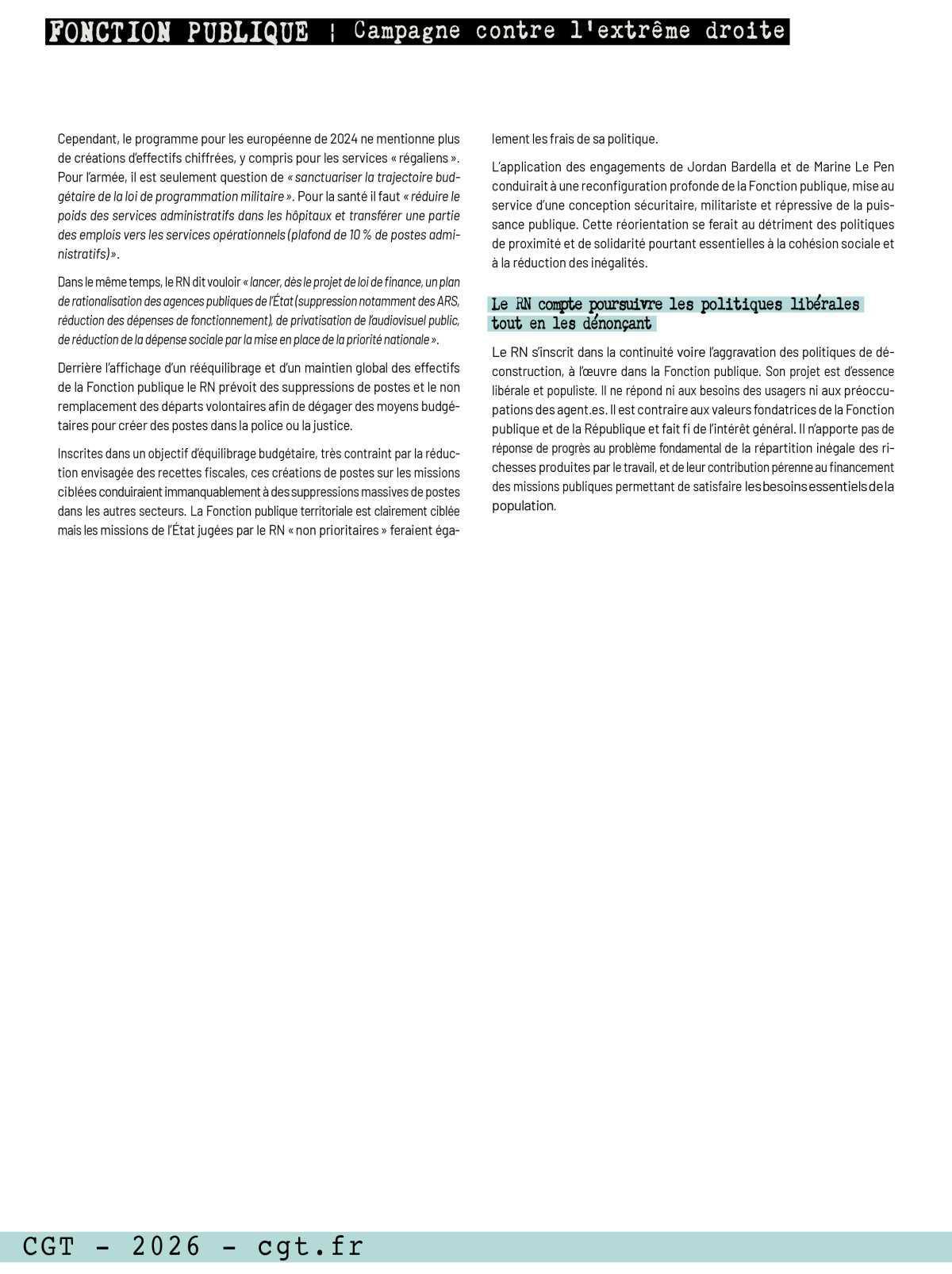 Campagne contre l'extrême droite - Fiche "Fonction publique" Campagne contre l'extrême droite - Fiche "Fonction publique"