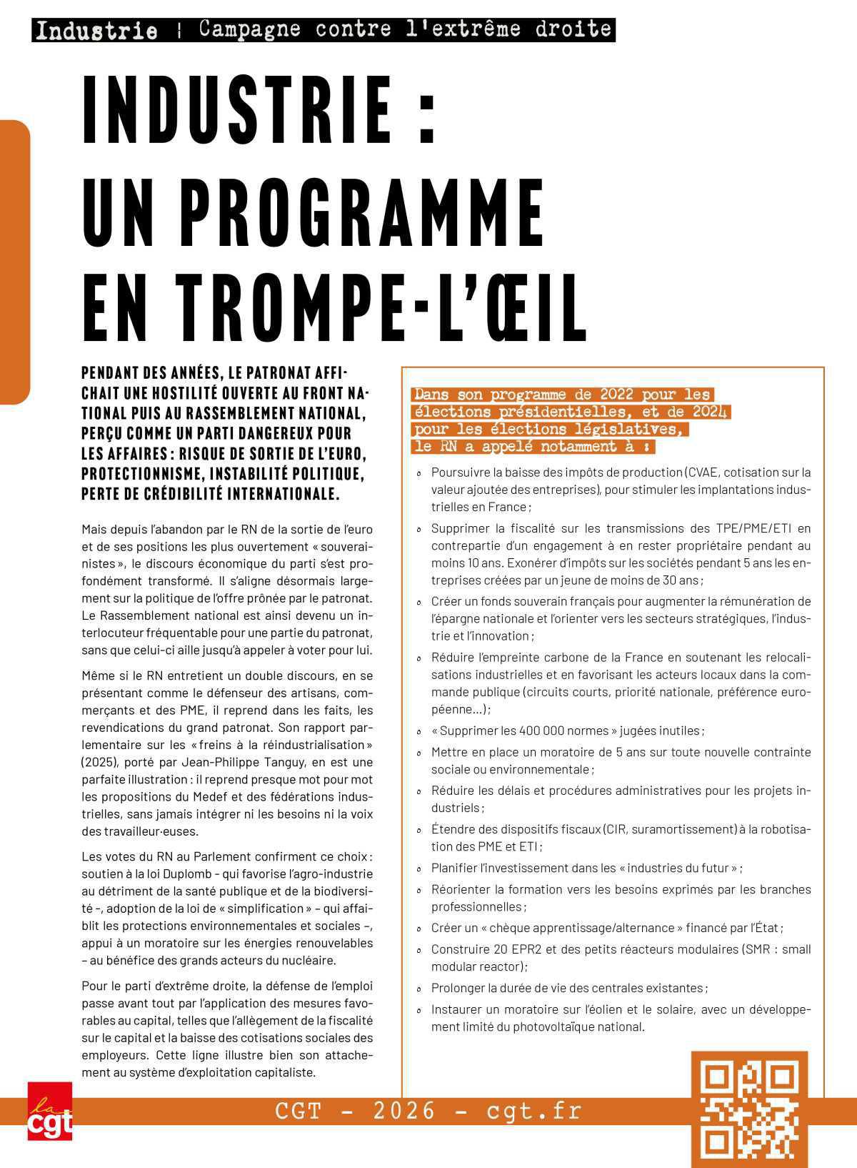 Campagne contre l'extrême droite - Fiche "Industrie" Campagne contre l'extrême droite - Fiche "Industrie"