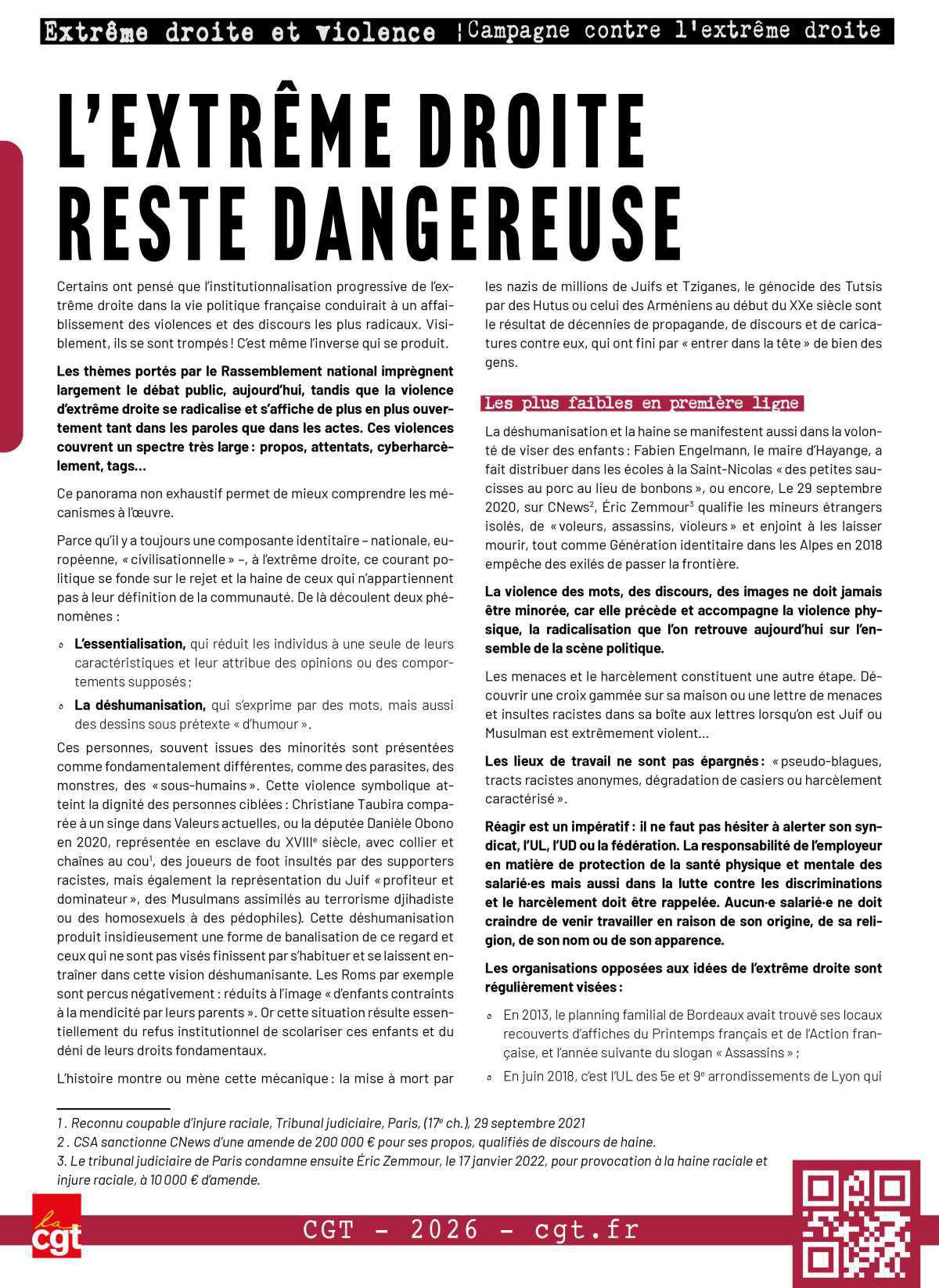 Campagne contre l'extrême droite - Fiche "Extrême droite et violence" Campagne contre l'extrême droite - Fiche "Extrême droite et violence"