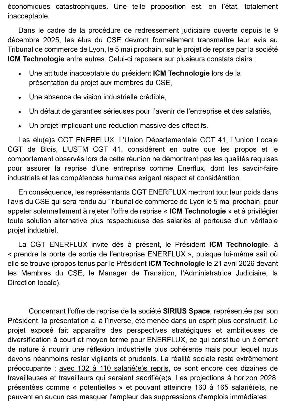 Enerflux : la CGT alerte !