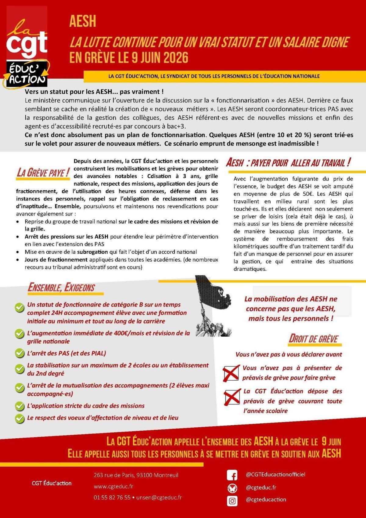 9 juin - Grève et rassemblement des AESH (Éducation nationale) 9 juin - Grève et rassemblement des AESH (Éducation nationale)