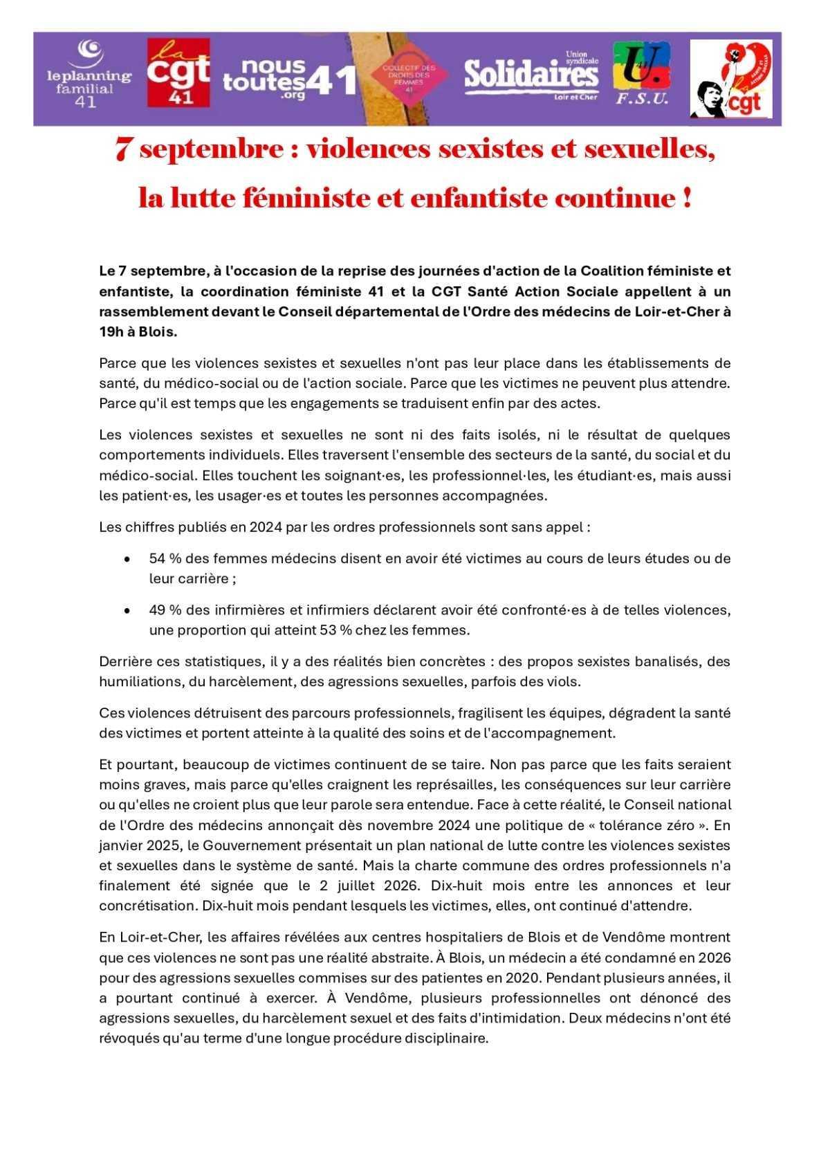 7 septembre - Nouvelle mobilisation contre les VSS 7 septembre - Nouvelle mobilisation contre les VSS