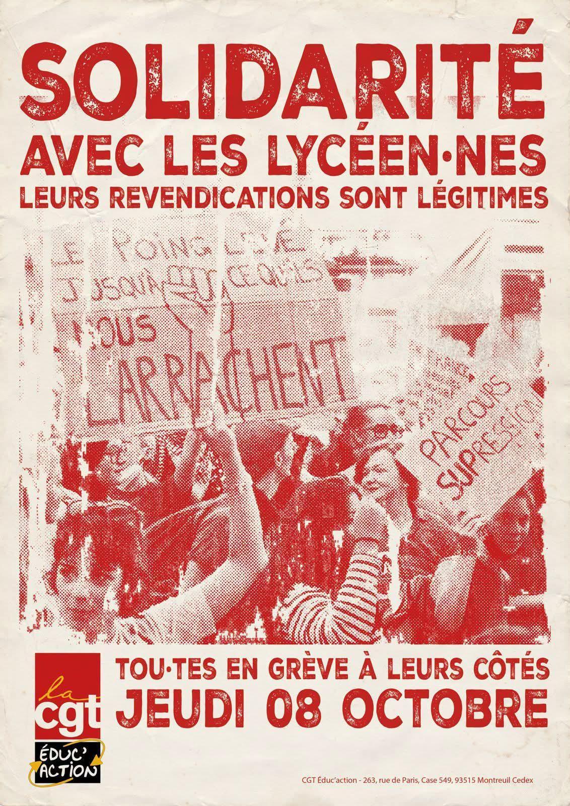 8 octobre 2026 - La mobilisation lycéenne se poursuit !