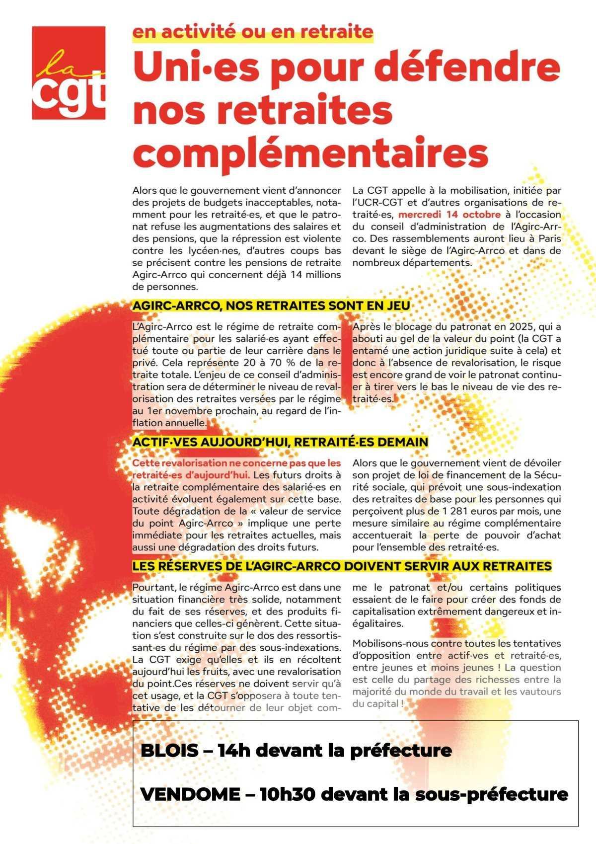 14 octobre - Défense des pensions AGIRC-ARRCO 14 octobre - Défense des pensions AGIRC-ARRCO